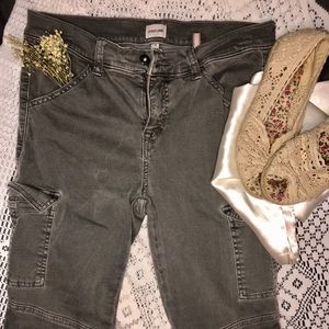Grayish greenish wash jean pants